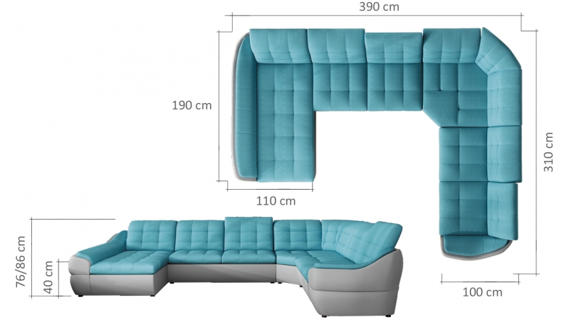 Stūra divāns INFINITY XL izvelkamais