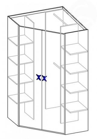 Iks X-02 stūra skapis 95x95