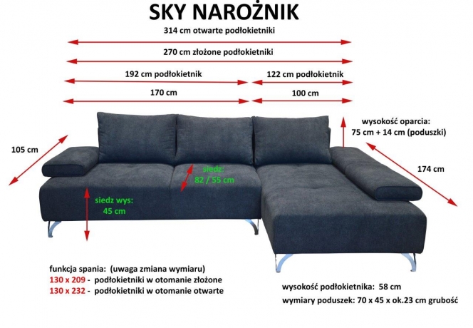 SKY izvelkamais stūra dīvāns