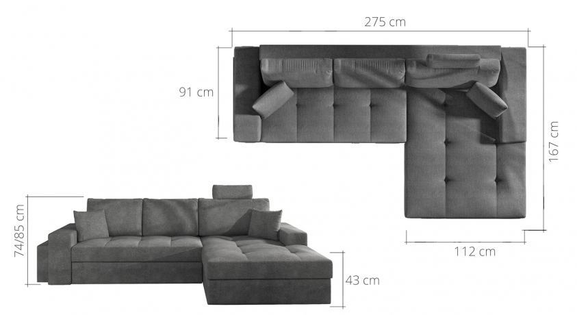 Izvelkamais stūra dīvāns SMART