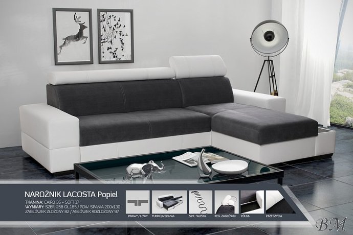 Lacosta izvelkamais stūra dīvāns