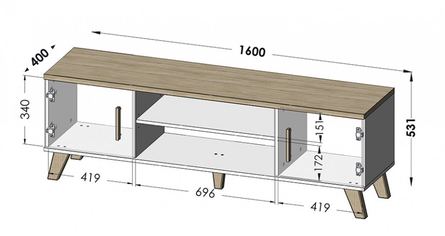 LOTTA Tv-galdiņš 160 2D2K CAMA