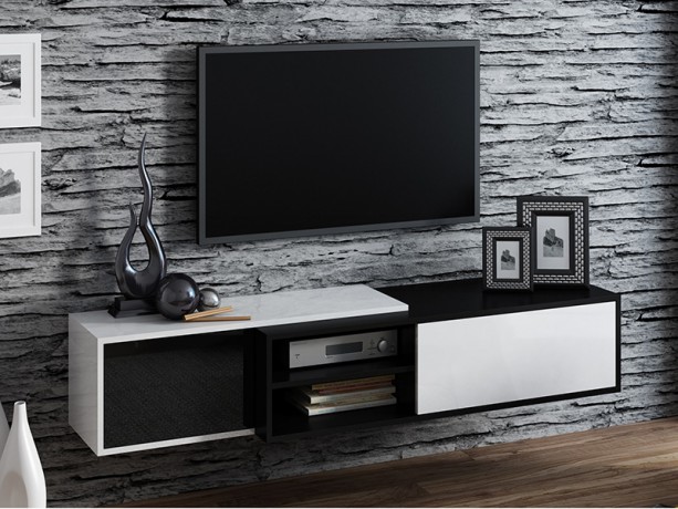 SIGMA 1B Tv-galdiņš черный/белый глянец CAMA