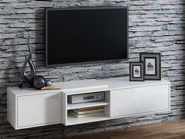 SIGMA 1F Tv-galdiņš белый/белый глянец WHITE CAMA