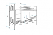 CARINO 200*90 divstāvu bērnu gulta (bez kastes)