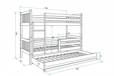 CARINO 190*80 trīsstāvu bērnu gulta