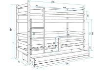 ERYK divstāvu gulta (bunk) 200x90