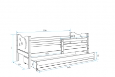 MIKO 200*90 vienvietīgā bērnu gulta - GRAFIT
