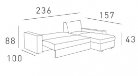 Stūra izvelkamais dīvāns Rino