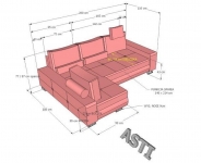 ASTI  izvelkamais stūra dīvāns